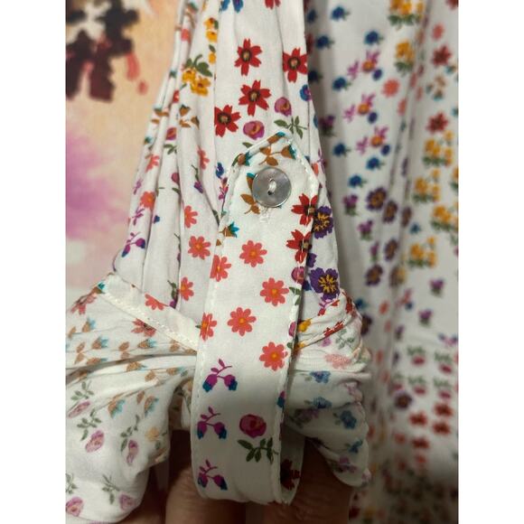 Jane and Delancey Shirt - Flowered Summer shirt long sleeve or short - size L - Picture 5 of 7
